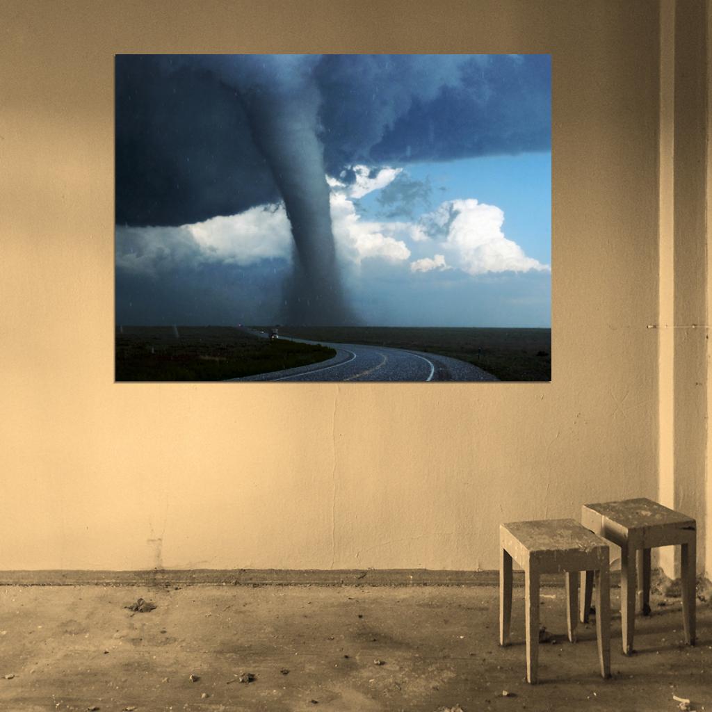 Giant Tornado Road Storm Twister Cyclone Wall Art Print Poster