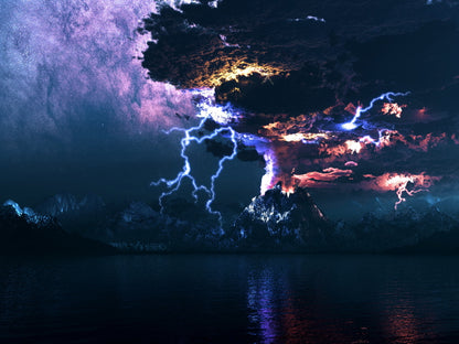 Amazing CG Art Vulcano Tornado Cyclone Awesome Wall Art Print Poster