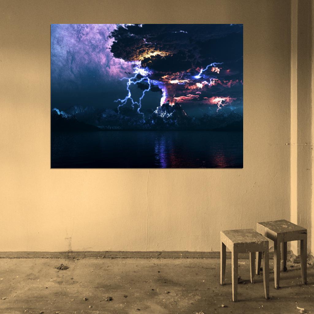 Amazing CG Art Vulcano Tornado Cyclone Awesome Wall Art Print Poster