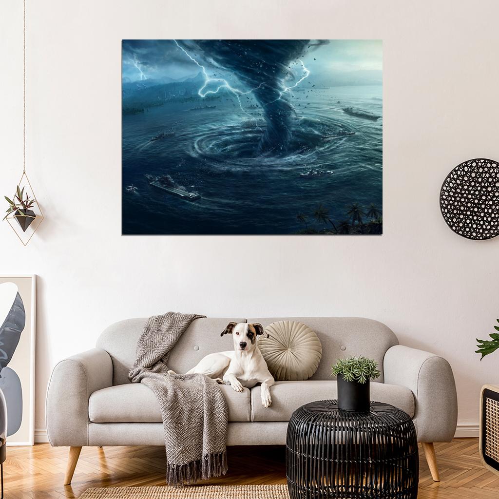 Tornado Sea Storm Lightning Twister Cyclone Awesome Wall Art Print Poster