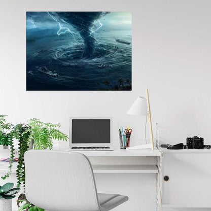 Tornado Sea Storm Lightning Twister Cyclone Awesome Wall Art Print Poster