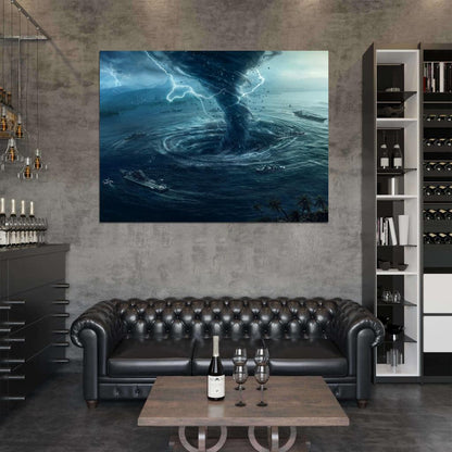 Tornado Sea Storm Lightning Twister Cyclone Awesome Wall Art Print Poster
