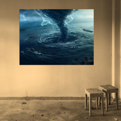 Tornado Sea Storm Lightning Twister Cyclone Awesome Wall Art Print Poster