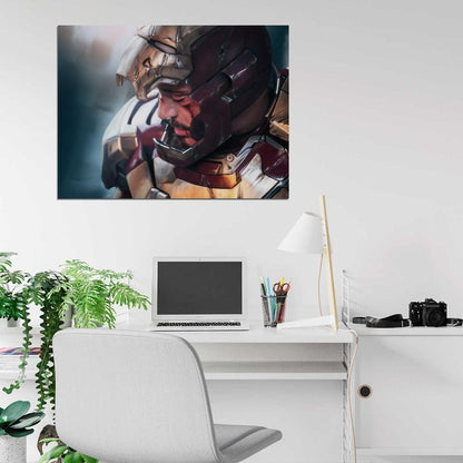 Tony Stark Wounded Blood Iron Man Awesome Art Mask Helmet Wall Art Print Poster
