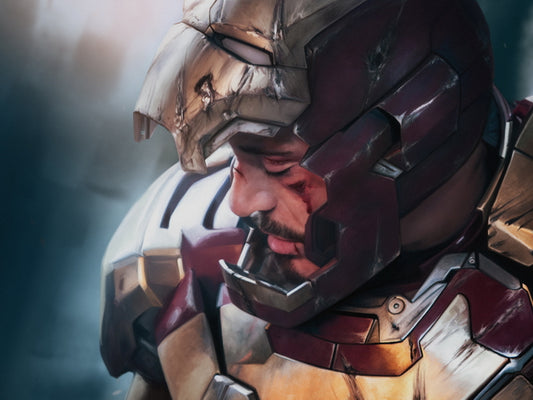 Tony Stark Wounded Blood Iron Man Awesome Art Mask Helmet Wall Art Print Poster