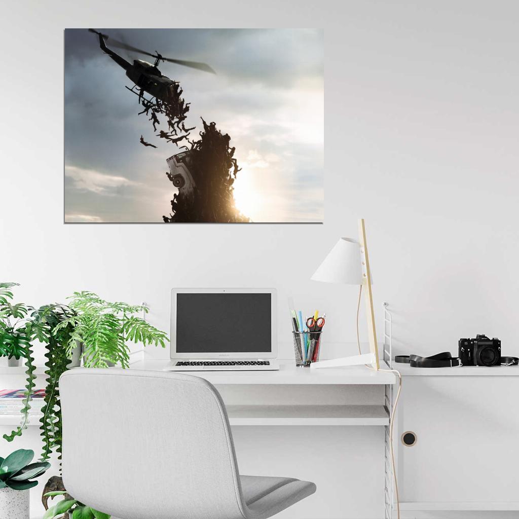 World War Z Helicopter Zombies Awesome Movie Brad Pitt Wall Art Print Poster
