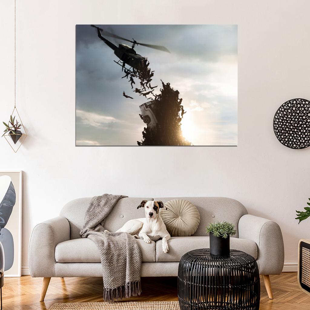 World War Z Helicopter Zombies Awesome Movie Brad Pitt Wall Art Print Poster