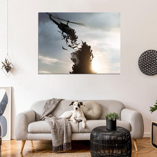 World War Z Helicopter Zombies Awesome Movie Brad Pitt Wall Art Print Poster