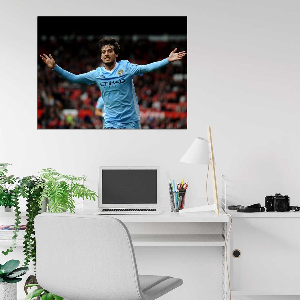David Silva City Spain Football Soccer Sport Wall Art Print Poster