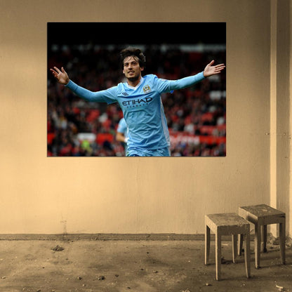 David Silva City Spain Football Soccer Sport Wall Art Print Poster