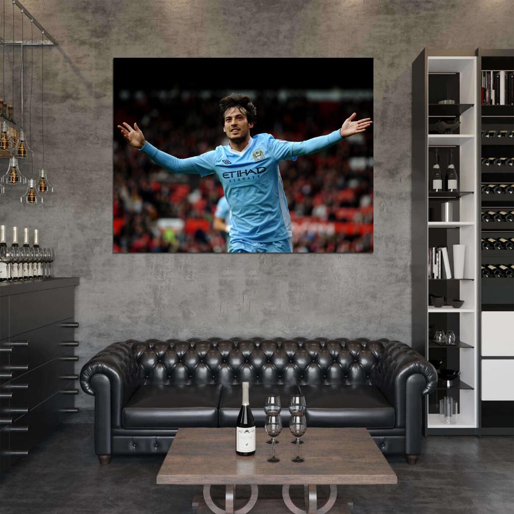 David Silva City Spain Football Soccer Sport Wall Art Print Poster
