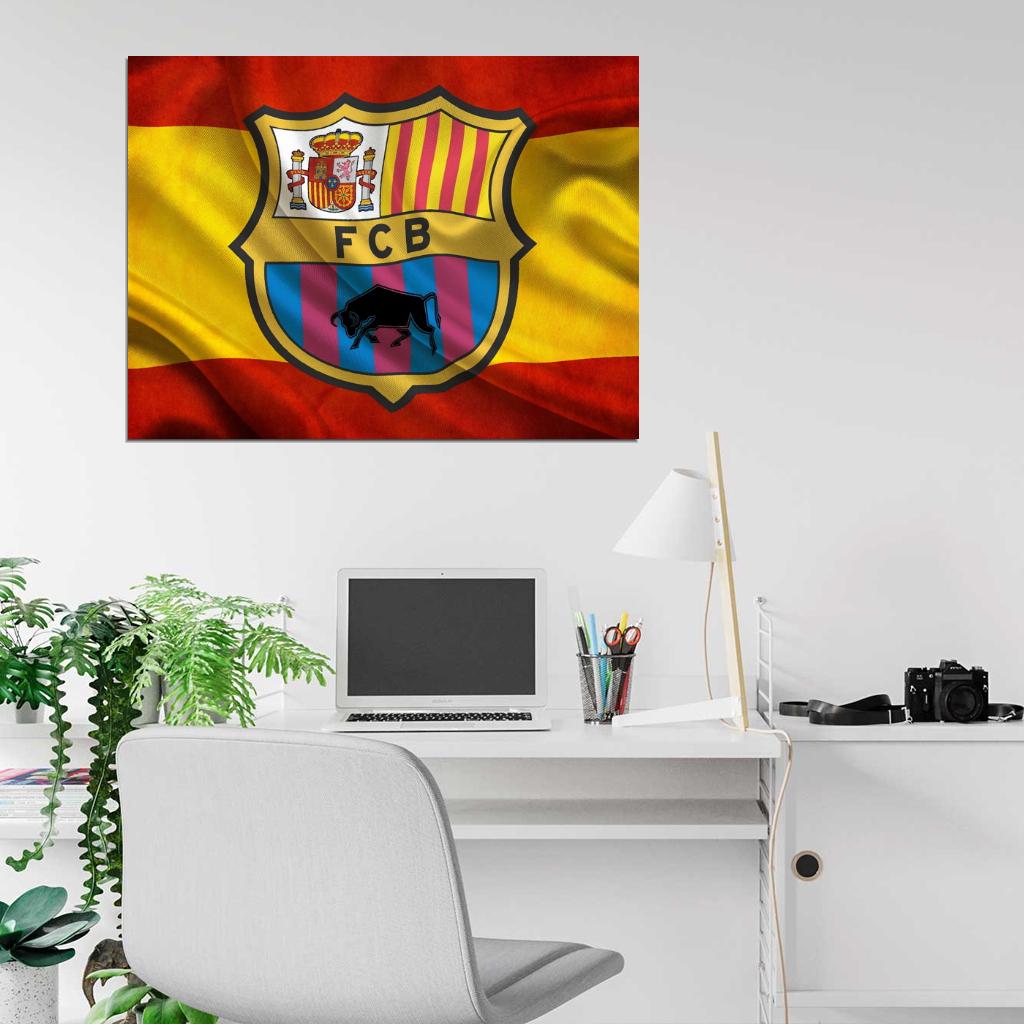 FC Logo Flag Catalonia Spain Barca Football Soccer Sport Wall Art Print Poster