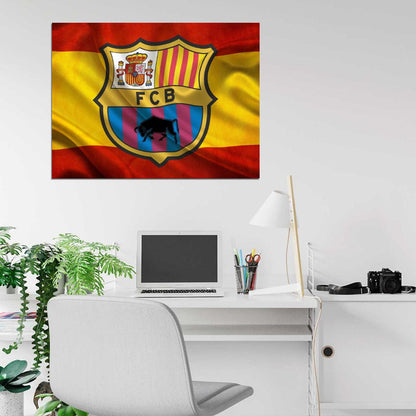 FC Logo Flag Catalonia Spain Barca Football Soccer Sport Wall Art Print Poster