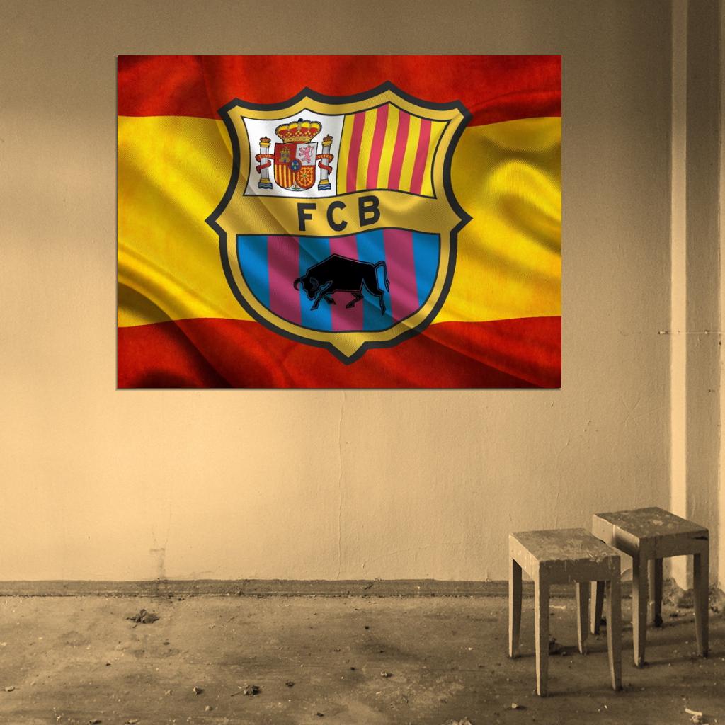 FC Logo Flag Catalonia Spain Barca Football Soccer Sport Wall Art Print Poster