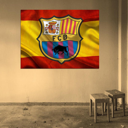 FC Logo Flag Catalonia Spain Barca Football Soccer Sport Wall Art Print Poster