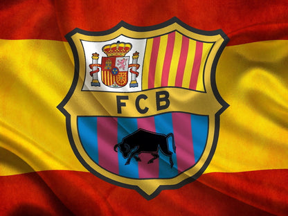 FC Logo Flag Catalonia Spain Barca Football Soccer Sport Wall Art Print Poster
