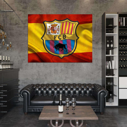 FC Logo Flag Catalonia Spain Barca Football Soccer Sport Wall Art Print Poster