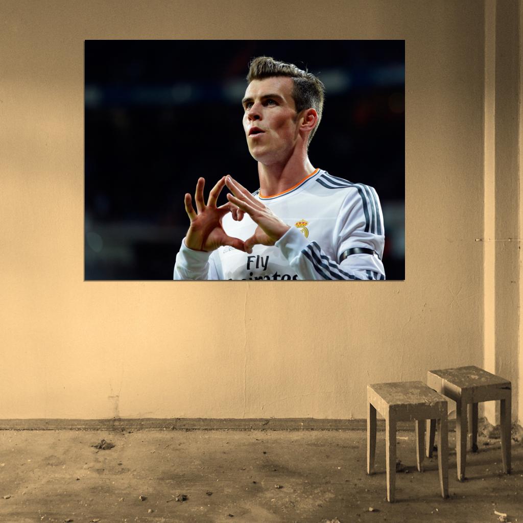 Gareth Bale Heart Madrid Wales Football Soccer Sport Wall Art Print Poster