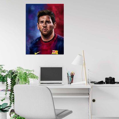 Leo Messi Painting Art Portrait FC Football Soccer Sport Wall Art Print Poster