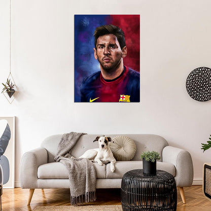 Leo Messi Painting Art Portrait FC Football Soccer Sport Wall Art Print Poster
