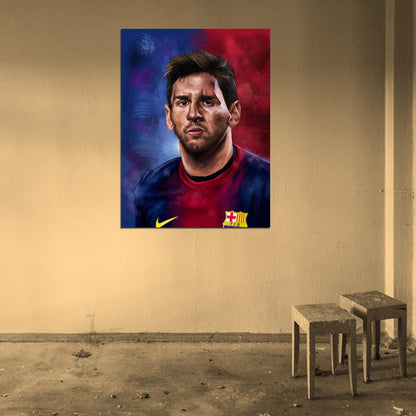 Leo Messi Painting Art Portrait FC Football Soccer Sport Wall Art Print Poster