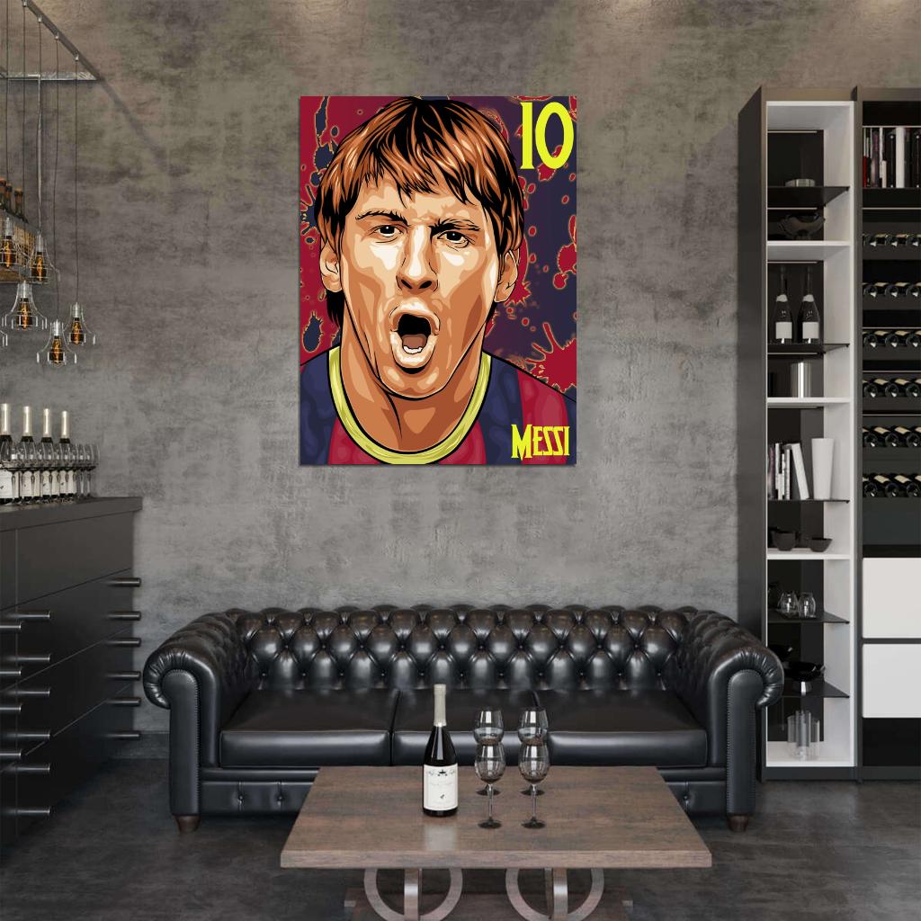 Leo Messi Lionel Painting Awesome Art Argentina Football Soccer Sport Wall Art Print Poster