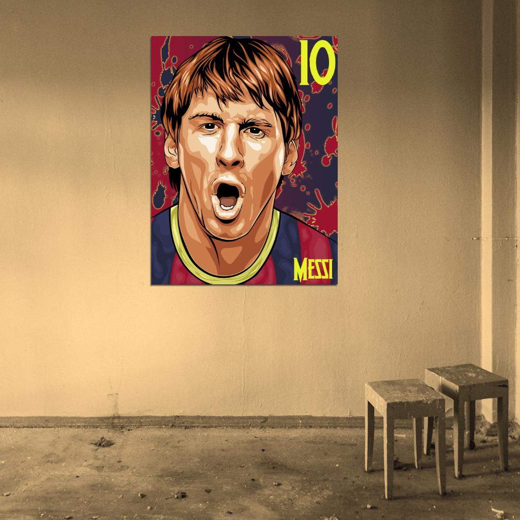 Leo Messi Lionel Painting Awesome Art Argentina Football Soccer Sport Wall Art Print Poster