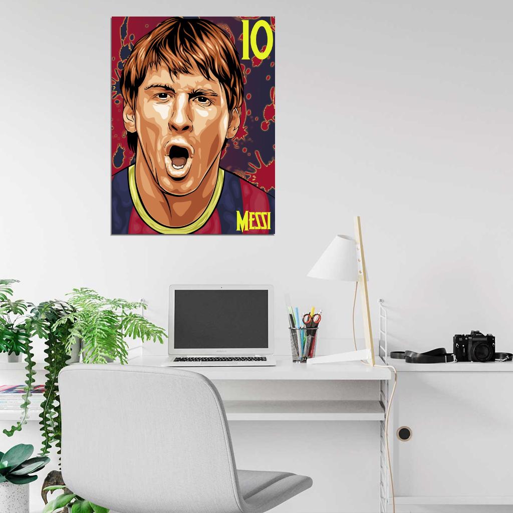 Leo Messi Lionel Painting Awesome Art Argentina Football Soccer Sport Wall Art Print Poster