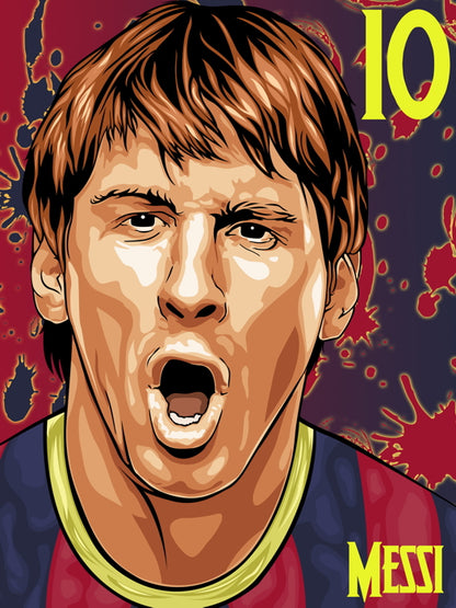 Leo Messi Lionel Painting Awesome Art Argentina Football Soccer Sport Wall Art Print Poster