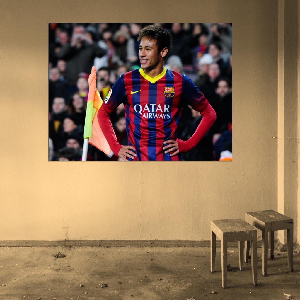 Neymar da Silva Santos Smile Brazil FC Football Soccer Sport Wall Art Print Poster