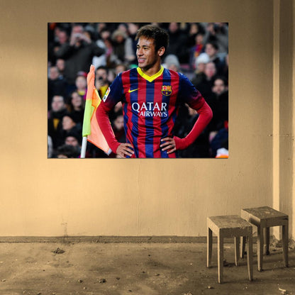 Neymar da Silva Santos Smile Brazil FC Football Soccer Sport Wall Art Print Poster
