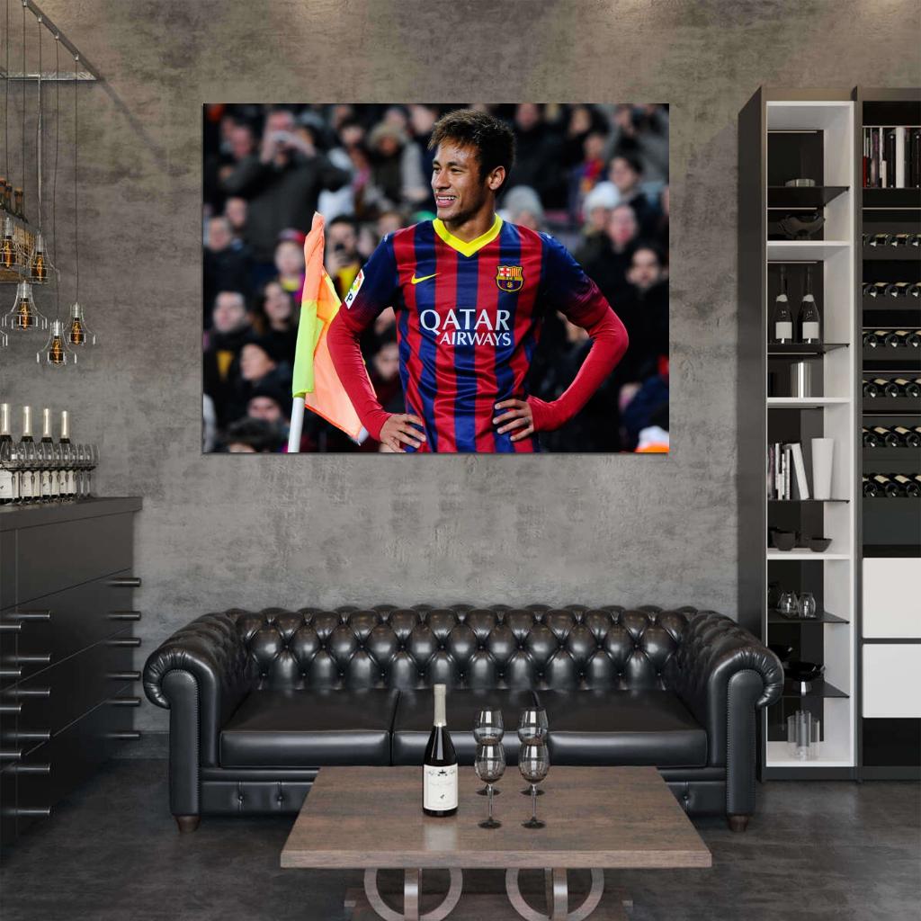 Neymar da Silva Santos Smile Brazil FC Football Soccer Sport Wall Art Print Poster