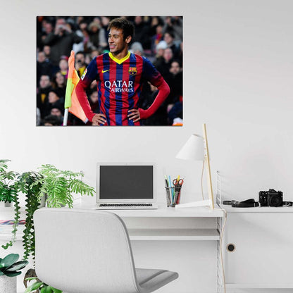 Neymar da Silva Santos Smile Brazil FC Football Soccer Sport Wall Art Print Poster
