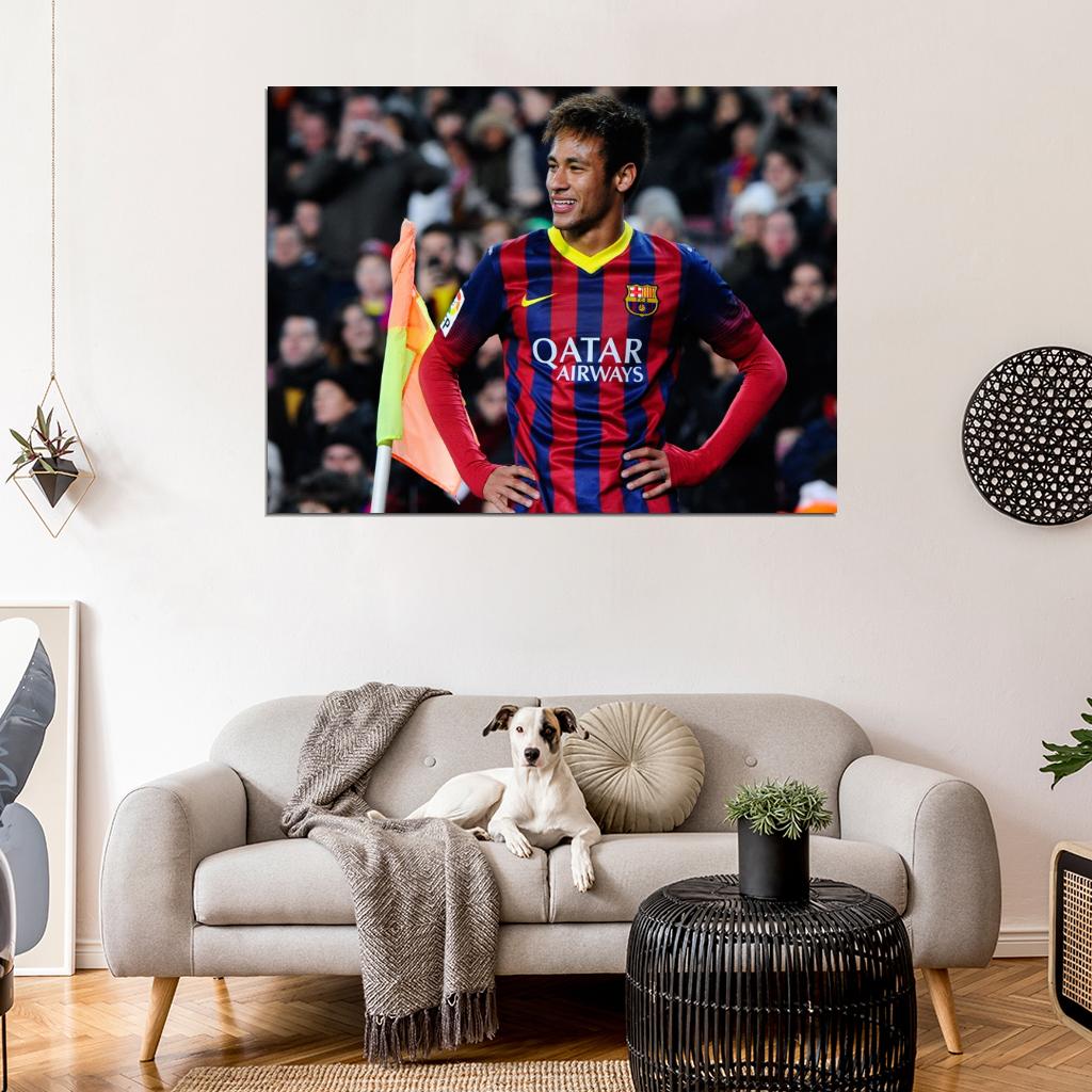 Neymar da Silva Santos Smile Brazil FC Football Soccer Sport Wall Art Print Poster