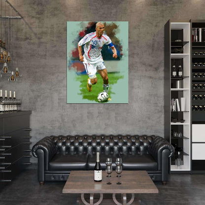 Zinedine Zidane France Legend Painting Art Football Soccer Sport Wall Art Print Poster