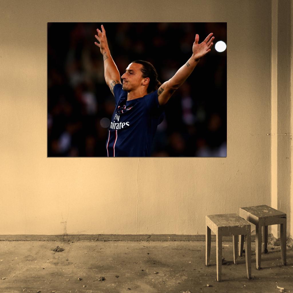 Zlatan Ibrahimovic Paris Saint-Germain Sweden Football Soccer Sport Wall Art Print Poster
