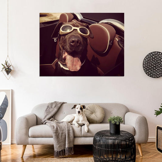 Cool Funny Cute Dog Tongue Glasses Wall Art Print Poster