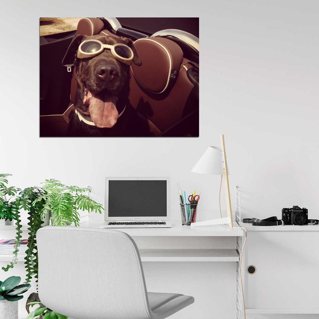 Cool Funny Cute Dog Tongue Glasses Wall Art Print Poster