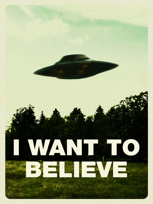 I Want To Believe UFO Fox Mulder X-Files Wall Art Print Poster