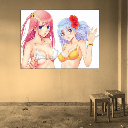 Hot Anime Girls Big Boobs Sexy Tits Bikini Bra Art Wall Art Print Poster