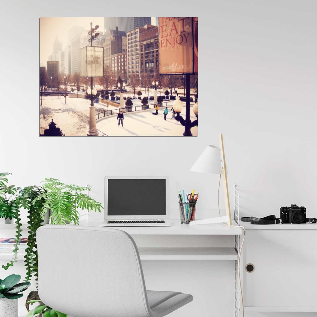 Cityfront Illinois Chicago USA Snow Winter Wall Art Print Poster