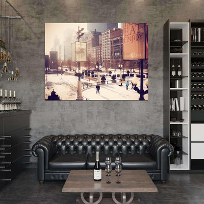 Cityfront Illinois Chicago USA Snow Winter Wall Art Print Poster