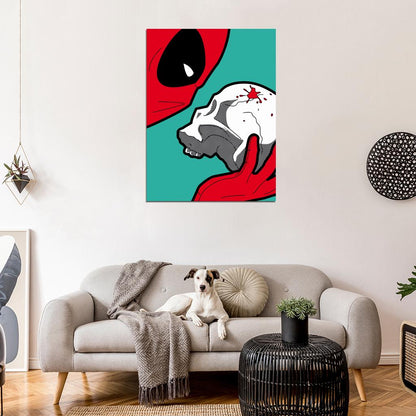 Deadpool Skull Blood Cool Art Wall Art Print Poster