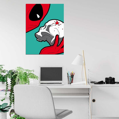 Deadpool Skull Blood Cool Art Wall Art Print Poster
