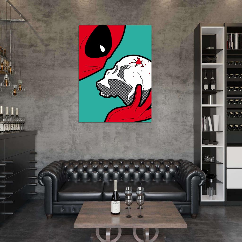 Deadpool Skull Blood Cool Art Wall Art Print Poster