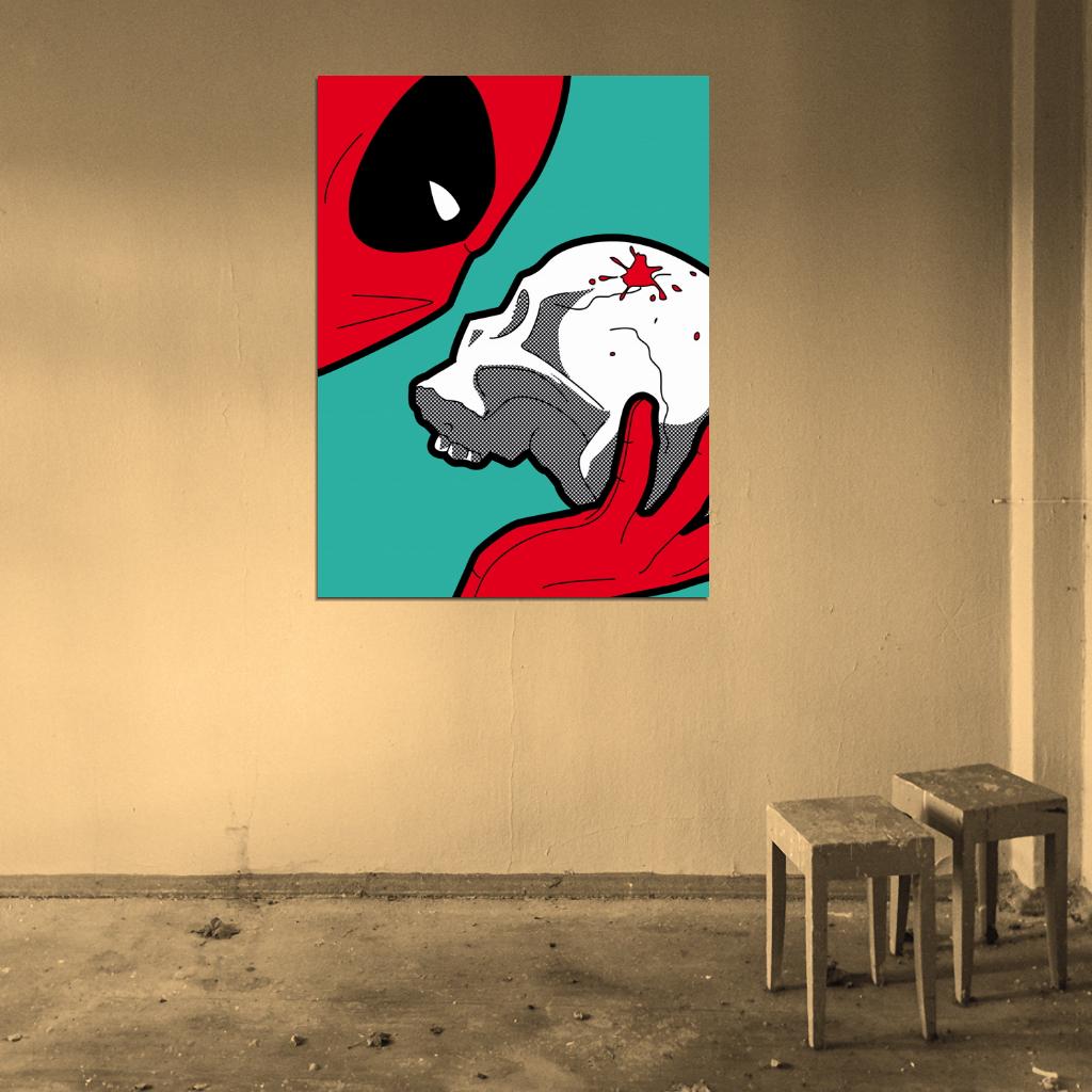 Deadpool Skull Blood Cool Art Wall Art Print Poster