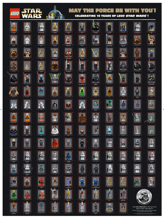 Lego Star Wars All Characters Minifigures Amazing Wall Art Print Poster