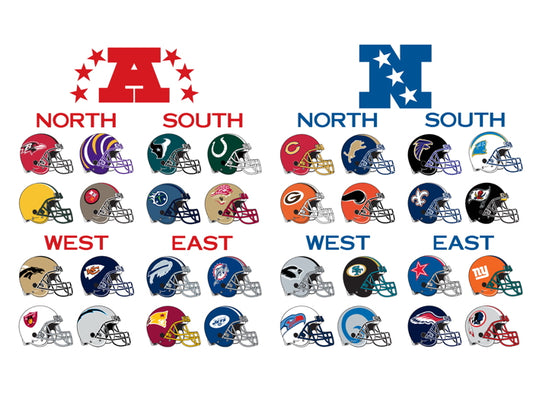 All Football Teams Helmets Logos Sport Wall Art Print Poster