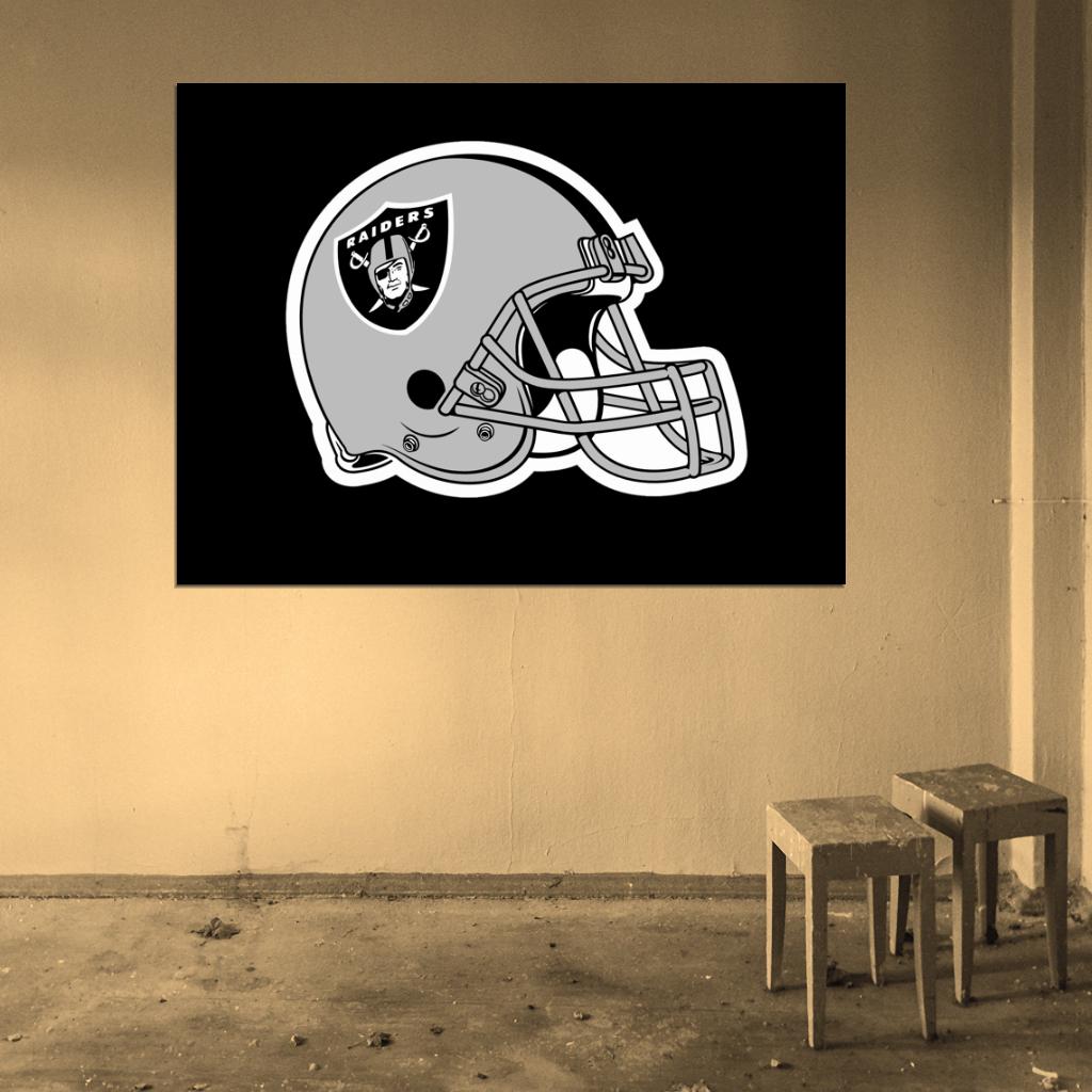 Oakland Raiders Helmet Logo Art Football Sport Wall Art Print Poster