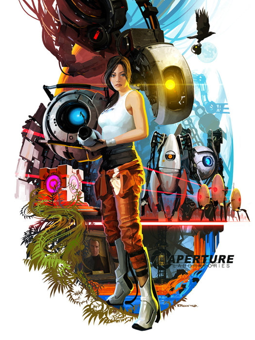 Portal 2 Charactres Aperture Chell Awesome Art Wall Art Print Poster